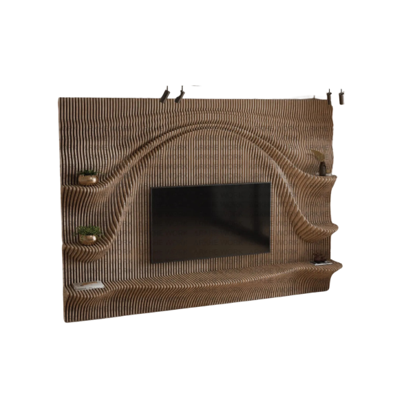 Parametric Wavy Wooden TV Unit