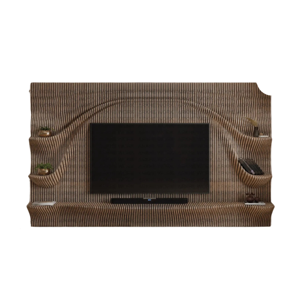 Parametric Wavy Wooden TV Unit