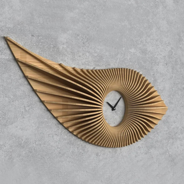 Parametric Wavy Wooden Wall Decor Clock