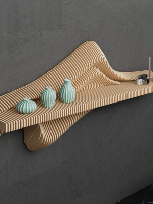 Parametric Shelf Design – Wavy Wooden Wall