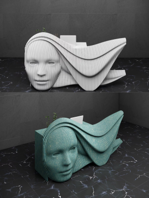 Wooden Face Sculpture
