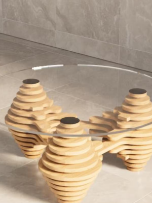 Wooden & Glass Coffee Table