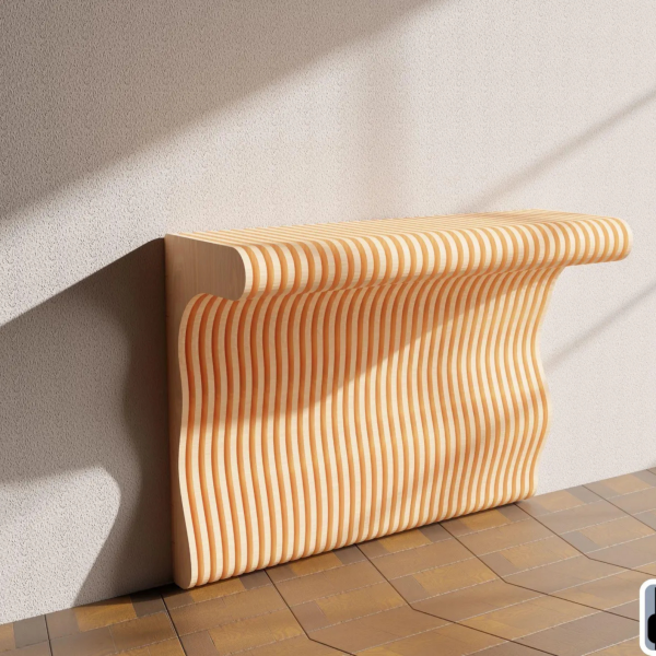Wooden Wavy Wall Decor table